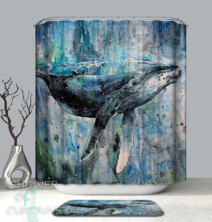 Whale Shower Curtain Shower of Curtains