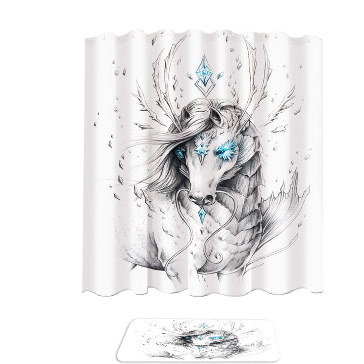 Animal Drawings Royal Sea Horse Shower Curtain