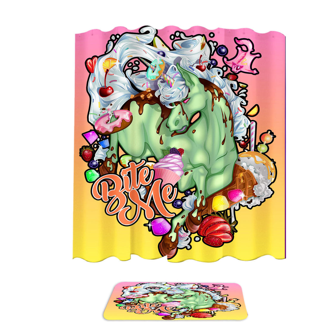 Multi Colored Sweets Rudicorn Funny Cool Quote Fabric Shower Curtains