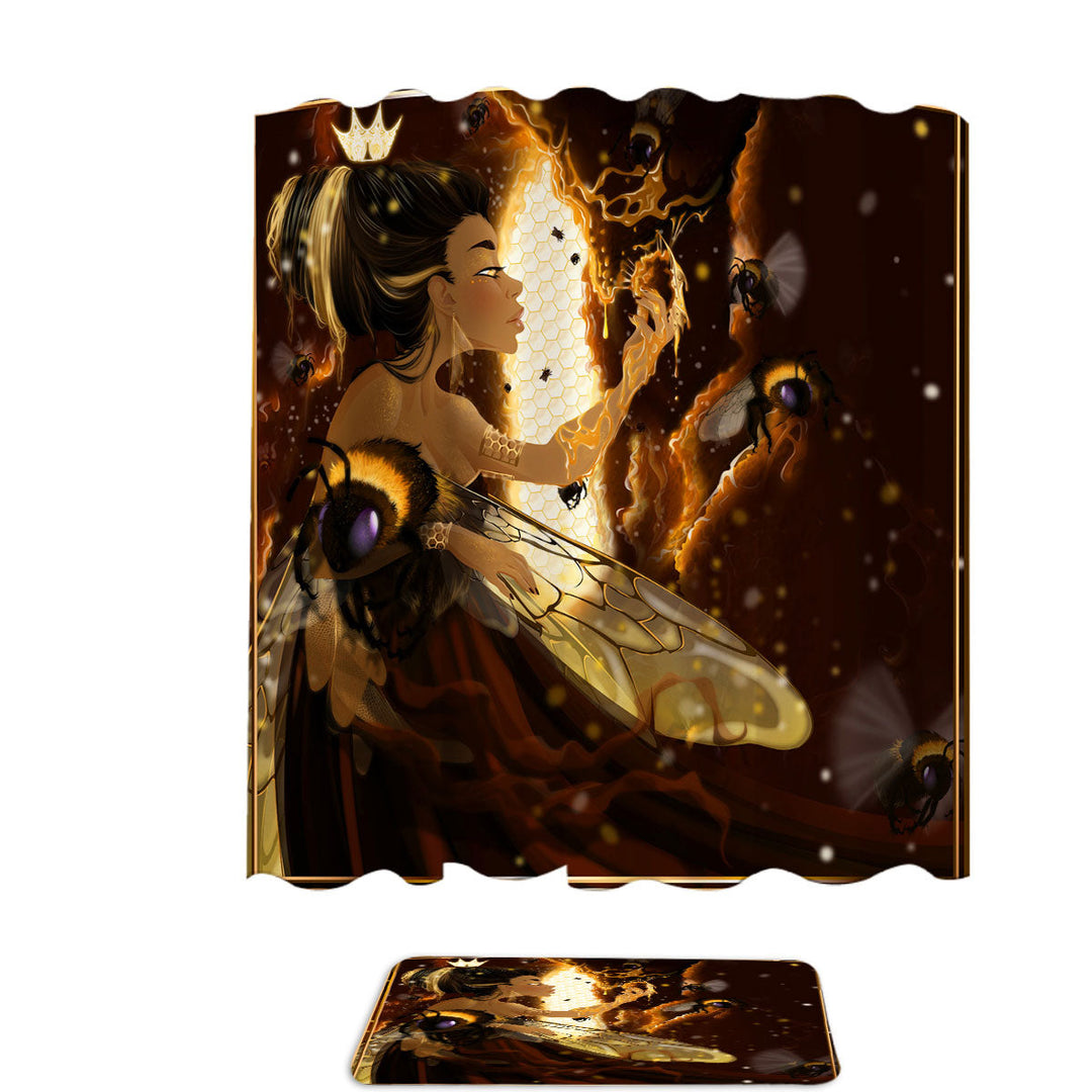 Queen Bee Royal Beehive and Bees Shower Curtains Near Me