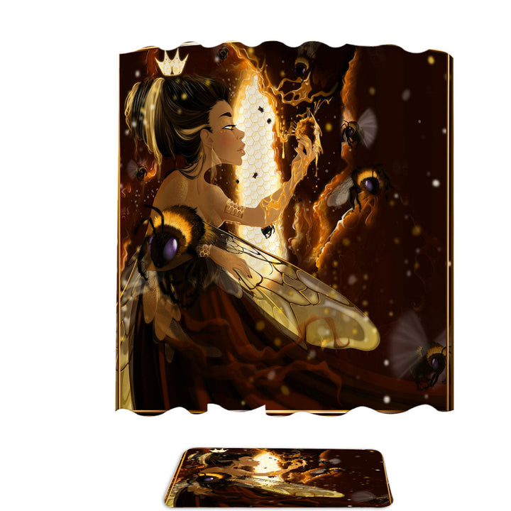 Queen Bee Royal Beehive and Bees Shower Curtains Near Me