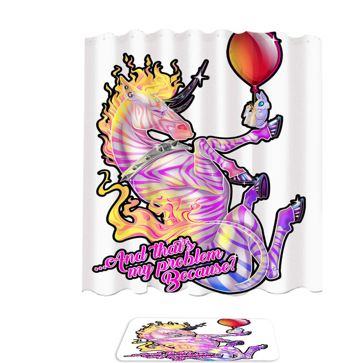 Rudicorn Zebra and Bunny Cool Quote Shower Curtain