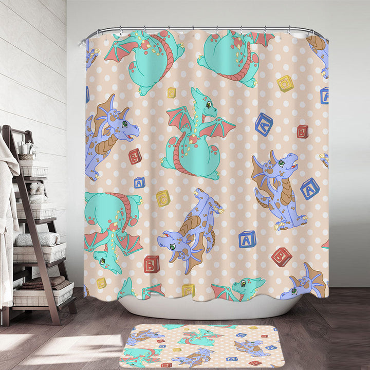 ABC Boys Shower Curtain Dragon Pattern
