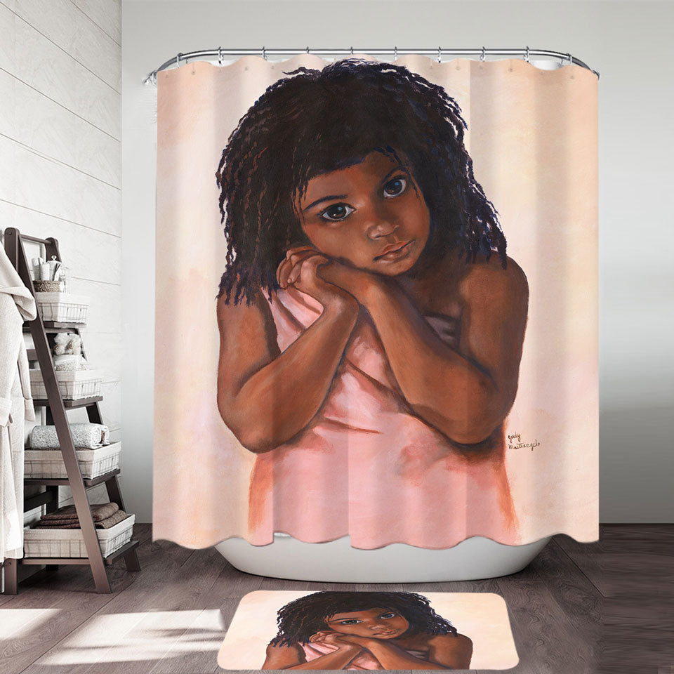 Adorable Art Cute Black Girl Shower Curtain