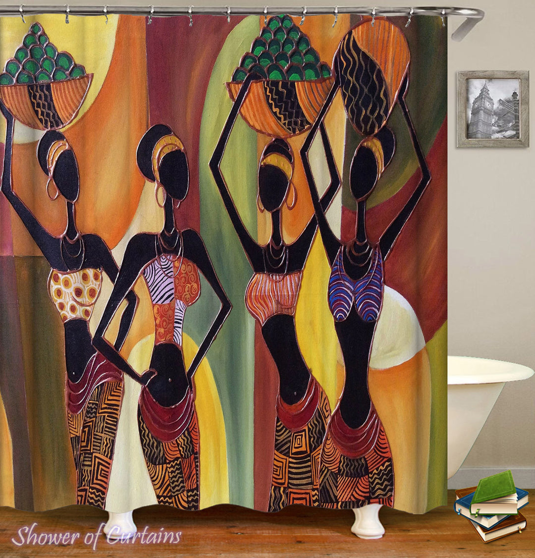 African Shower Curtain of Colorful African Ladies