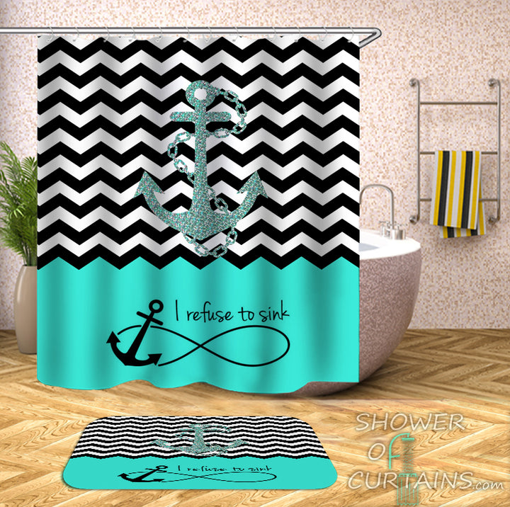 Anchor Shower Curtain - Anchor "œI Refuse To Sink"