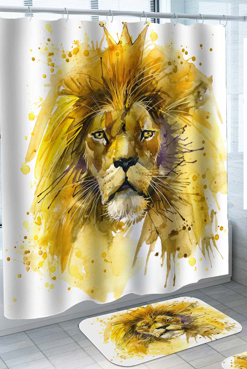 Art Painting Mane of King Lion Shower Curtains