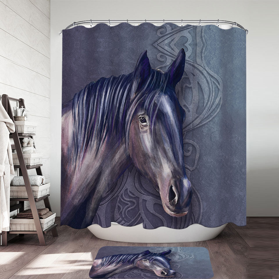 Art Painting Purple Hair Horse Shower Curtain