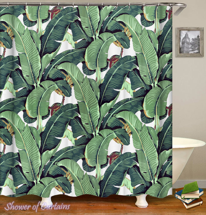 Banana Leaf Shower Curtain - Tropical shower curtains