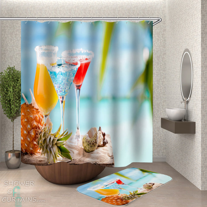 Beach Shower Curtain - Cocktails On the Beach