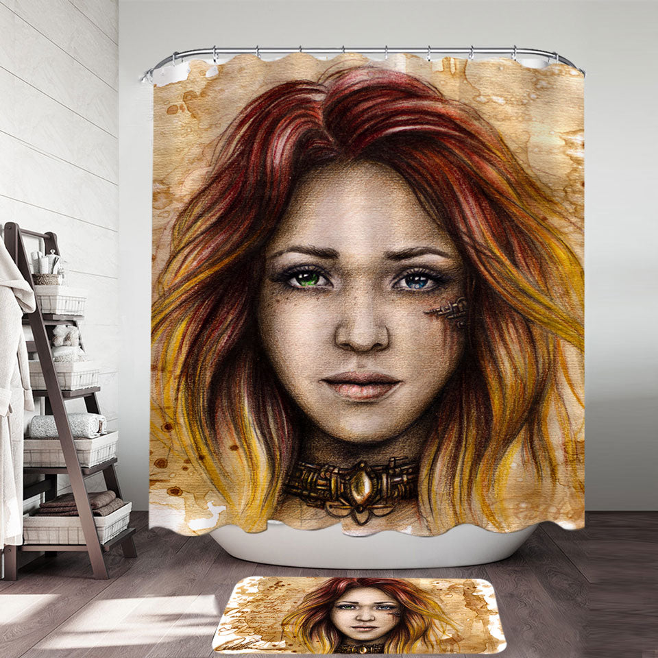 Beautiful Art Drawing Quiline Graceful Girl Shower Curtain