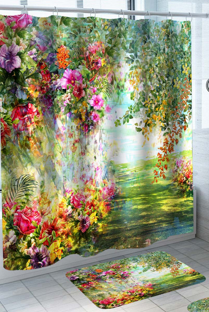 Beautiful Shower Curtains Sunny Flowers Garden
