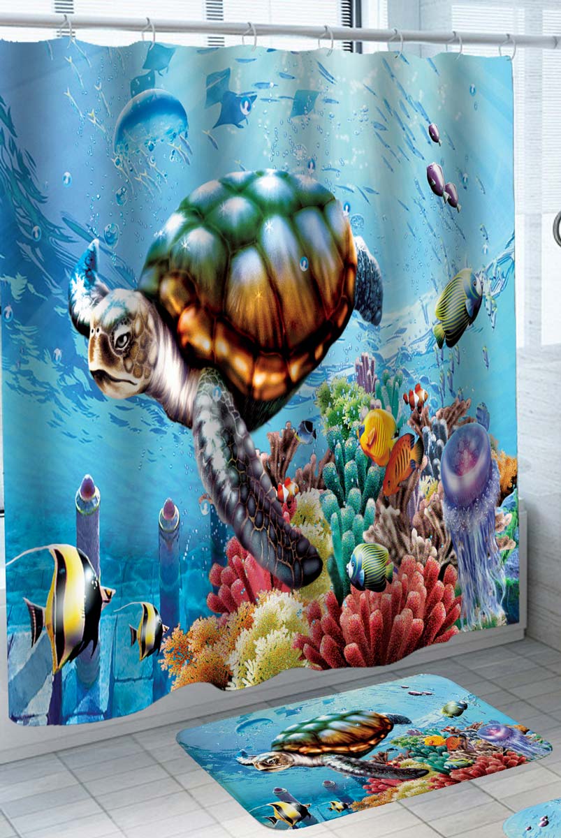 Best place to buy Shower Curtains with Colorful Reef Fish and Turtle