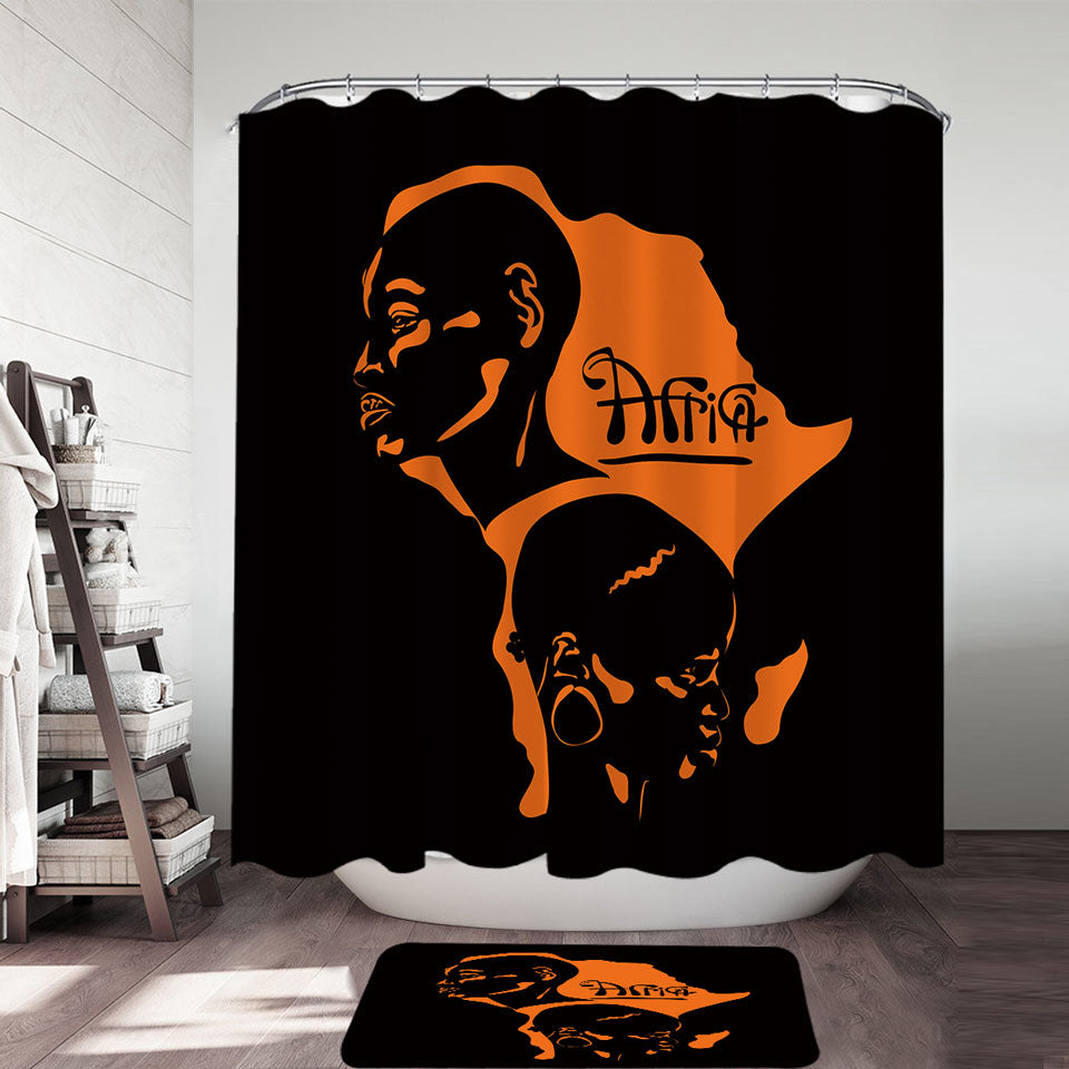 Black and Orange African Shower Curtains