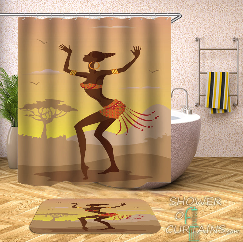 Black Girl Shower Curtain features Dancing African Woman