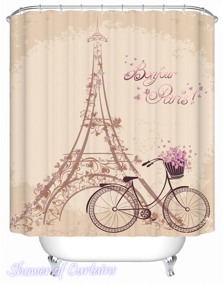Bonjour Paris Shower Curtain