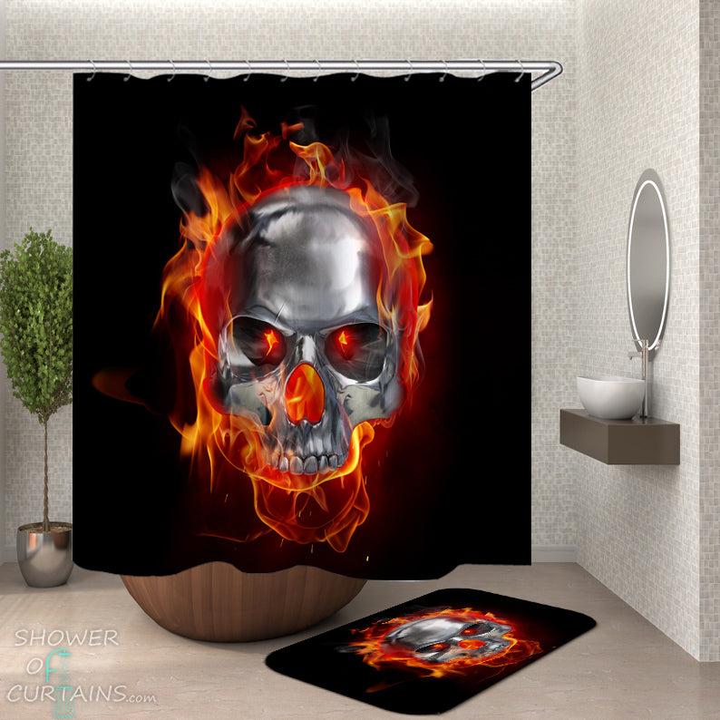 Burning Skull Shower Curtain