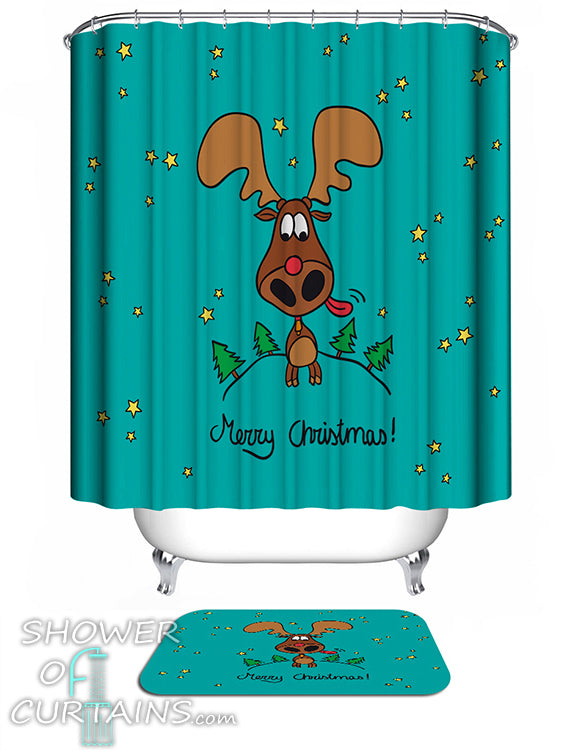 Christmas Moose Shower Curtain