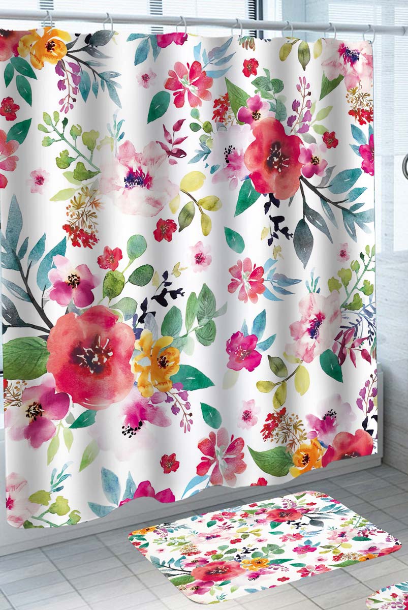 Colorful Floral Design Shower Curtain