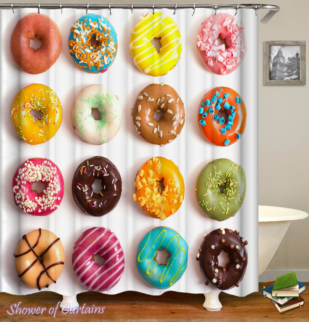Colorful shower curtains - Colorful Doughnuts
