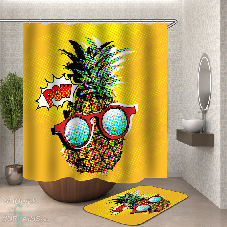 Comic Pineapple Shower Curtain