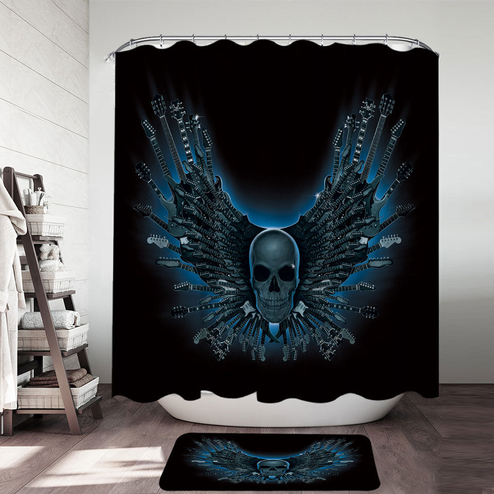 Cool Dark Art Guitar Strings Skull Shower Curtains
