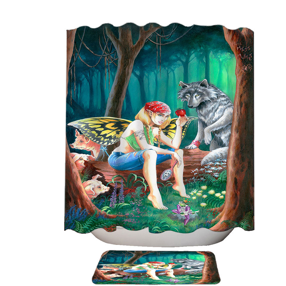 Cool Fairy Tale Shower Curtains Forest Tough Fairy and Friends