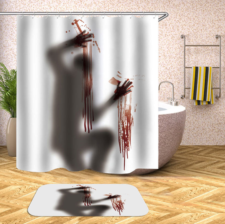 Cool Scary Bleeding Shower Curtains with Man Silhouette