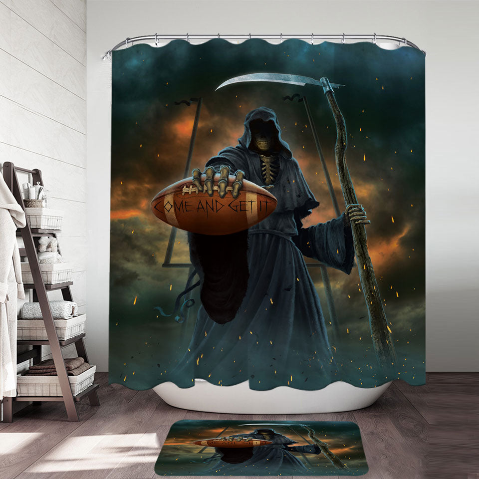 Cool Shower Curtains Dark Art Football Coach vs Angel of Death