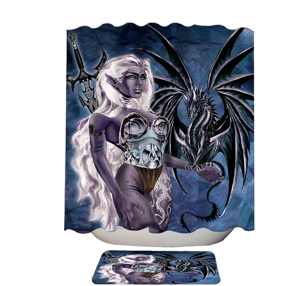 Cool Shower Curtains Fantasy Drawings Dragons Worn the Mistress