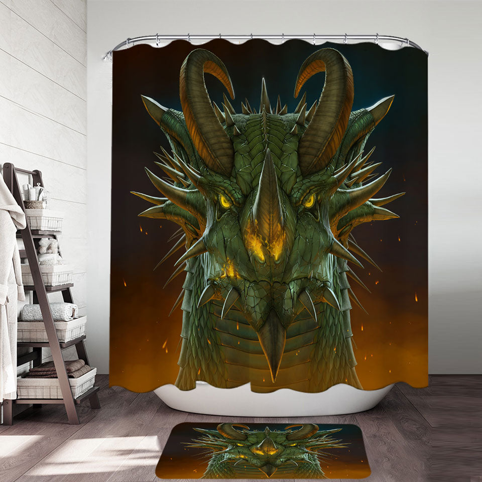 Cool Shower Curtains for Guys Fantasy Art Dragon Portrait