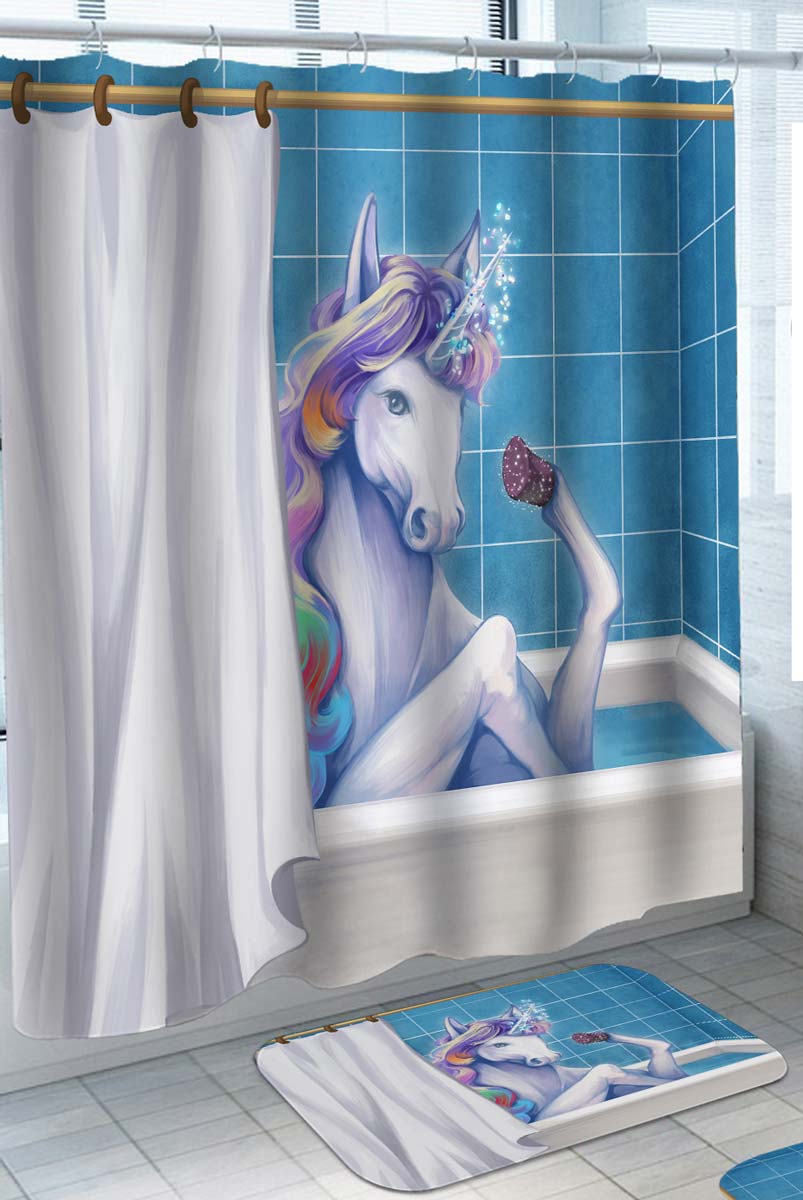 Cool Shower Curtains with Unicorn Taking a Bath
