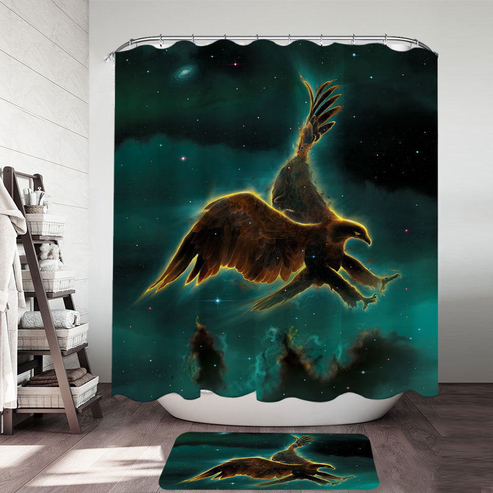 Cool Space Art Galaxy Eagle Shower Curtain