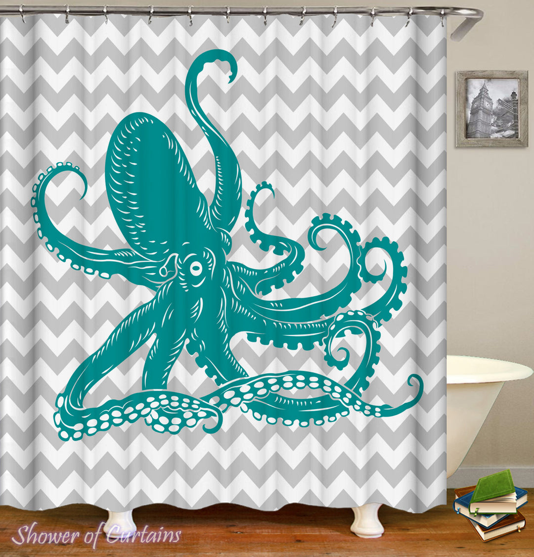 Cool - Turquoise Octopus Shower curtain