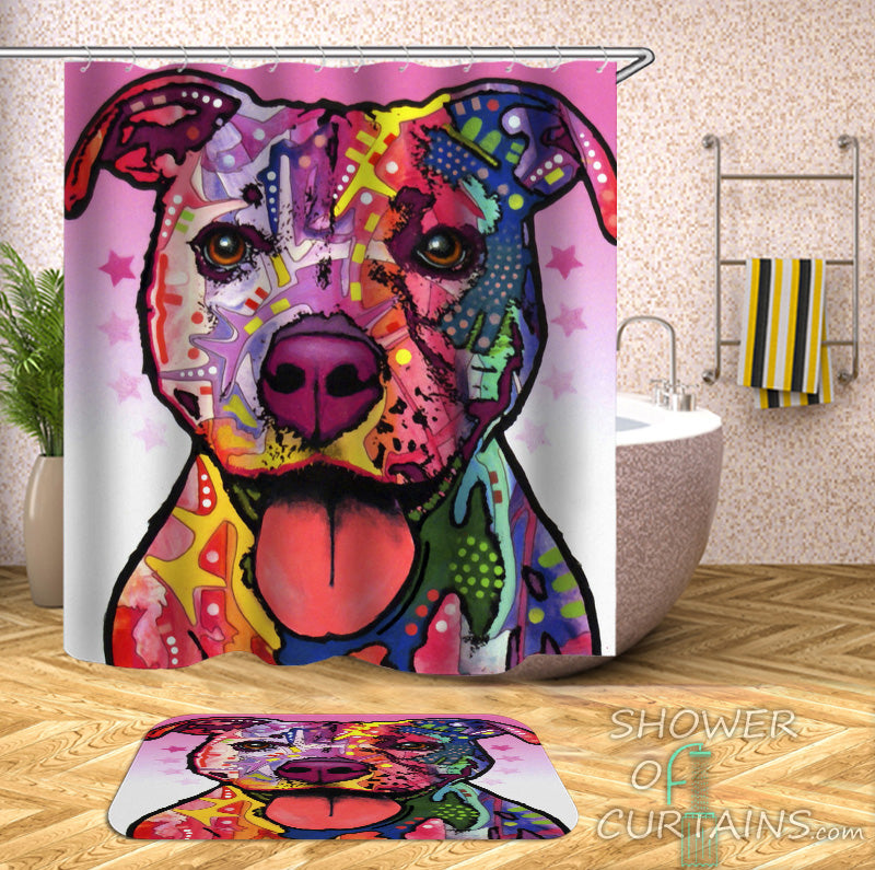 Cool Dog Shower Curtains - Colorful Dog Painting Bathroom Decor