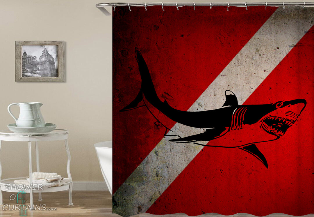Cool Shark Shower Curtain - Shark Danger