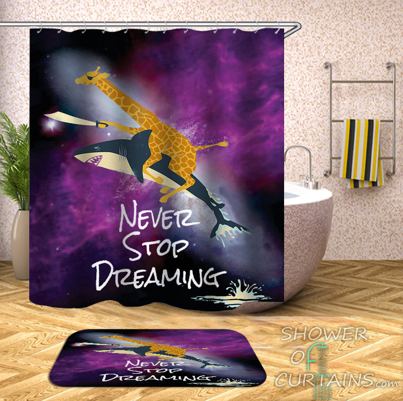 Cool Shower Curtains of Pirate Giraffe Rides A Shark 2.0