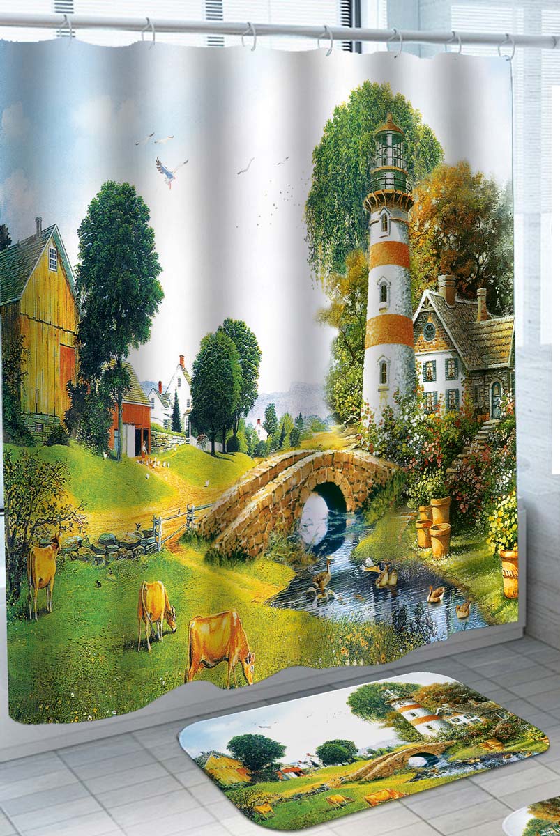 Country Shower Curtains of Beautiful Countryside Shower Curtain
