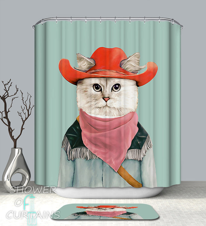 Cowboy Cat Shower Curtain