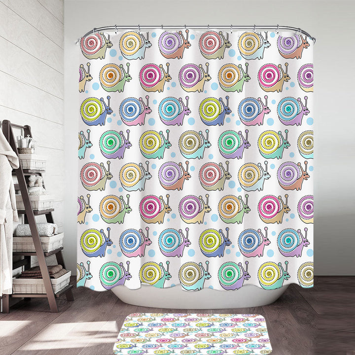 Cute Colorful Snails Shower Curtain