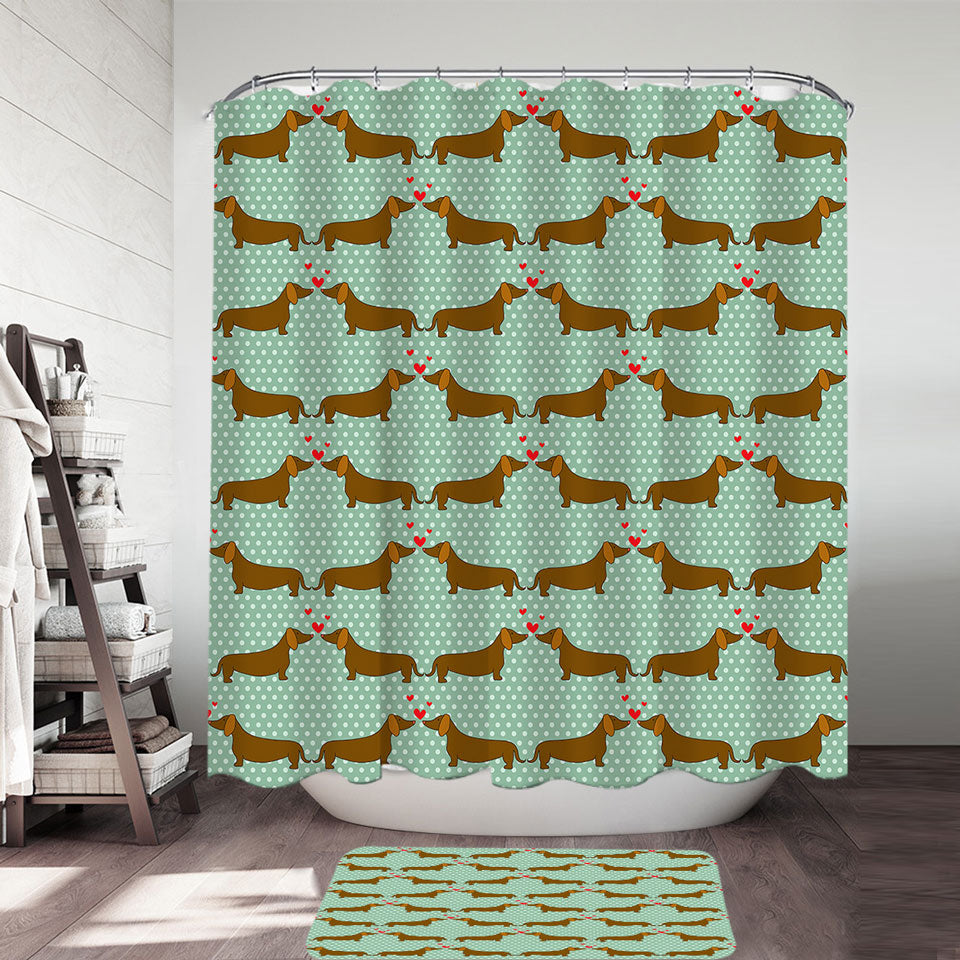Cute Dachshund Shower Curtain Dogs in Love