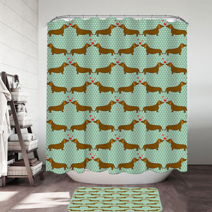 Cute Dachshund Shower Curtain Dogs in Love