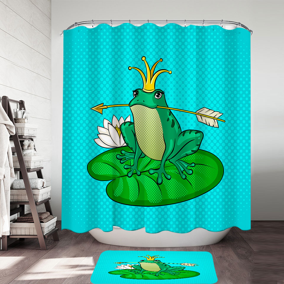 Cute Kids Shower Curtains Frog Queen