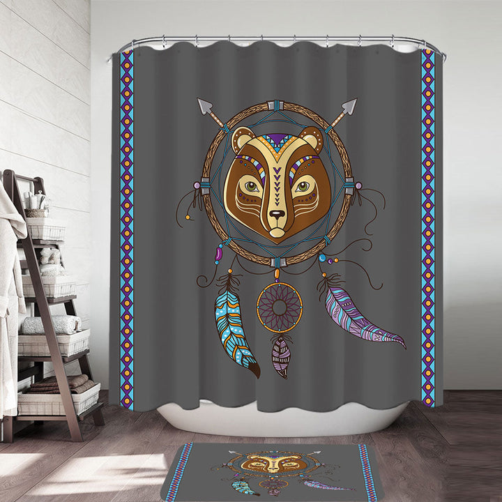 Cute Native Bear Shower Curtain for Kids