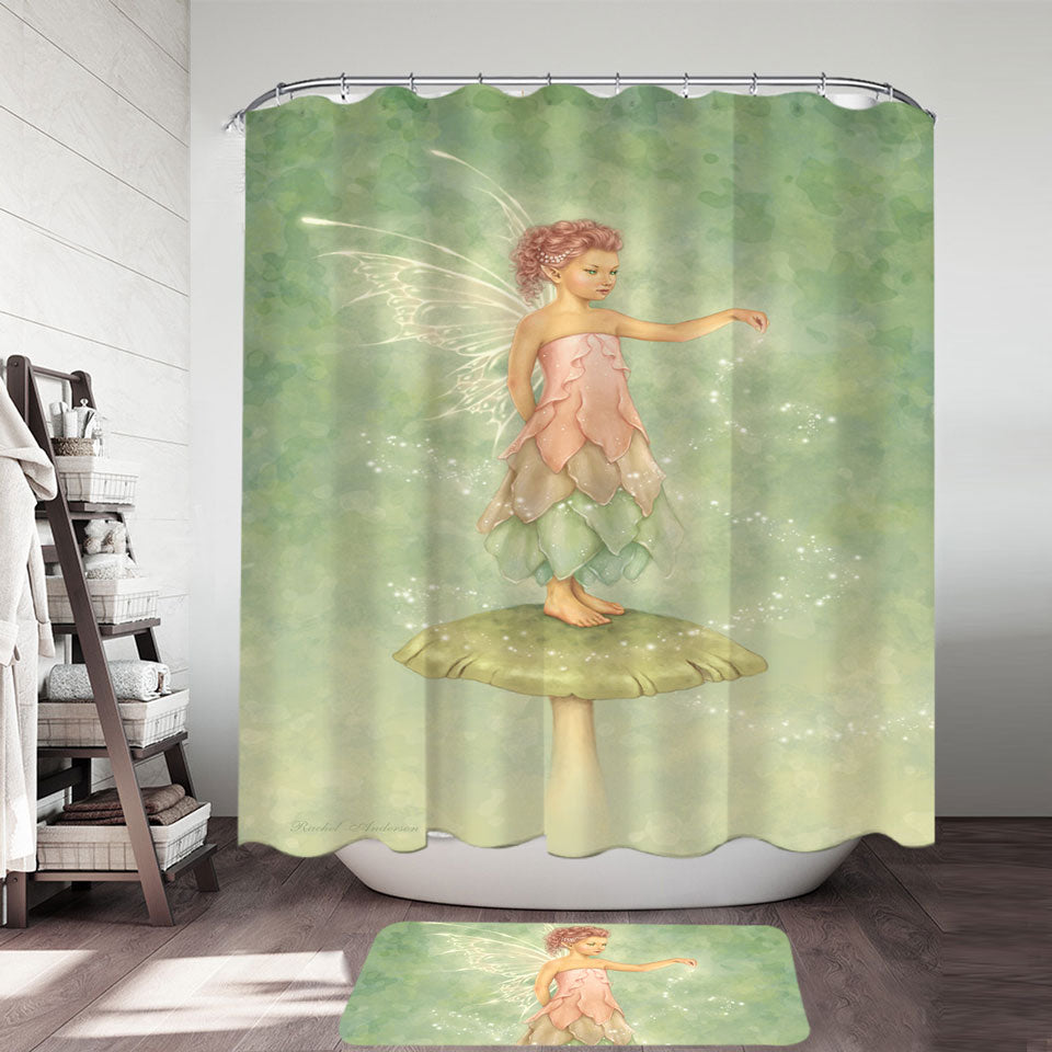 Cute Shower Curtains Little Mushroom Fairy with Magical Dust