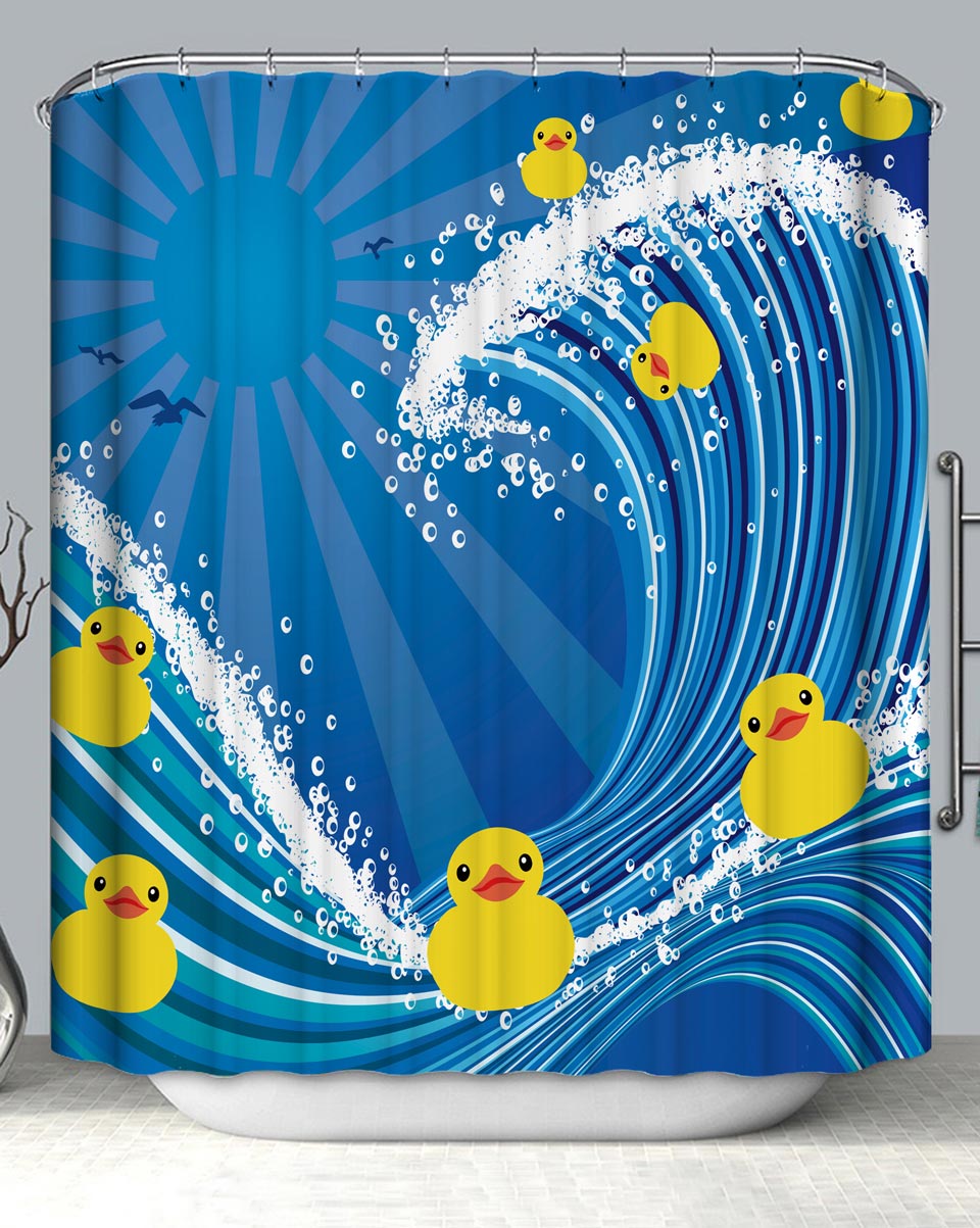 Cute Yellow Rubber Ducks Shower Curtain