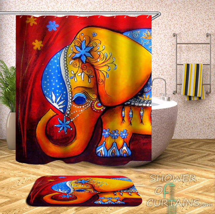 Cute Little Elephant Shower Curtain