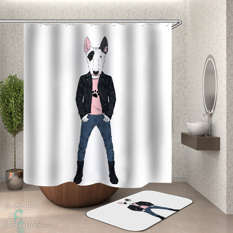 Dog Shower Curtain - Tough Pitbull