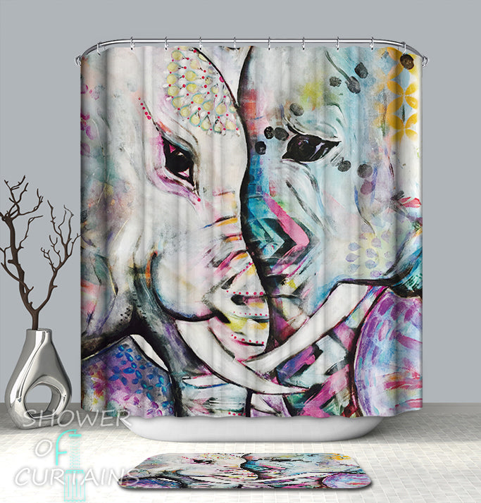 Elephant Shower Curtain of Elephants Art