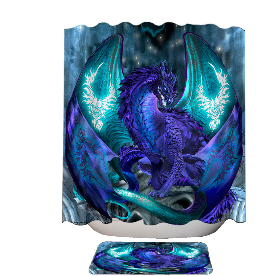 Fantasy Shower Curtains Creature Omen Purple Dragon